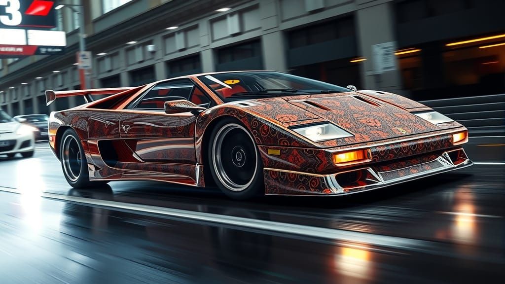 Supercar in Hypnotic Double Exposure