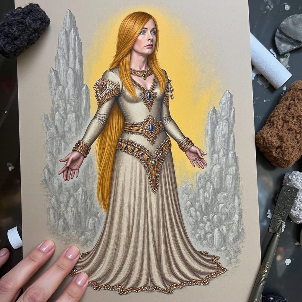 Majestic Sí Being in Mystical Underground Landscape