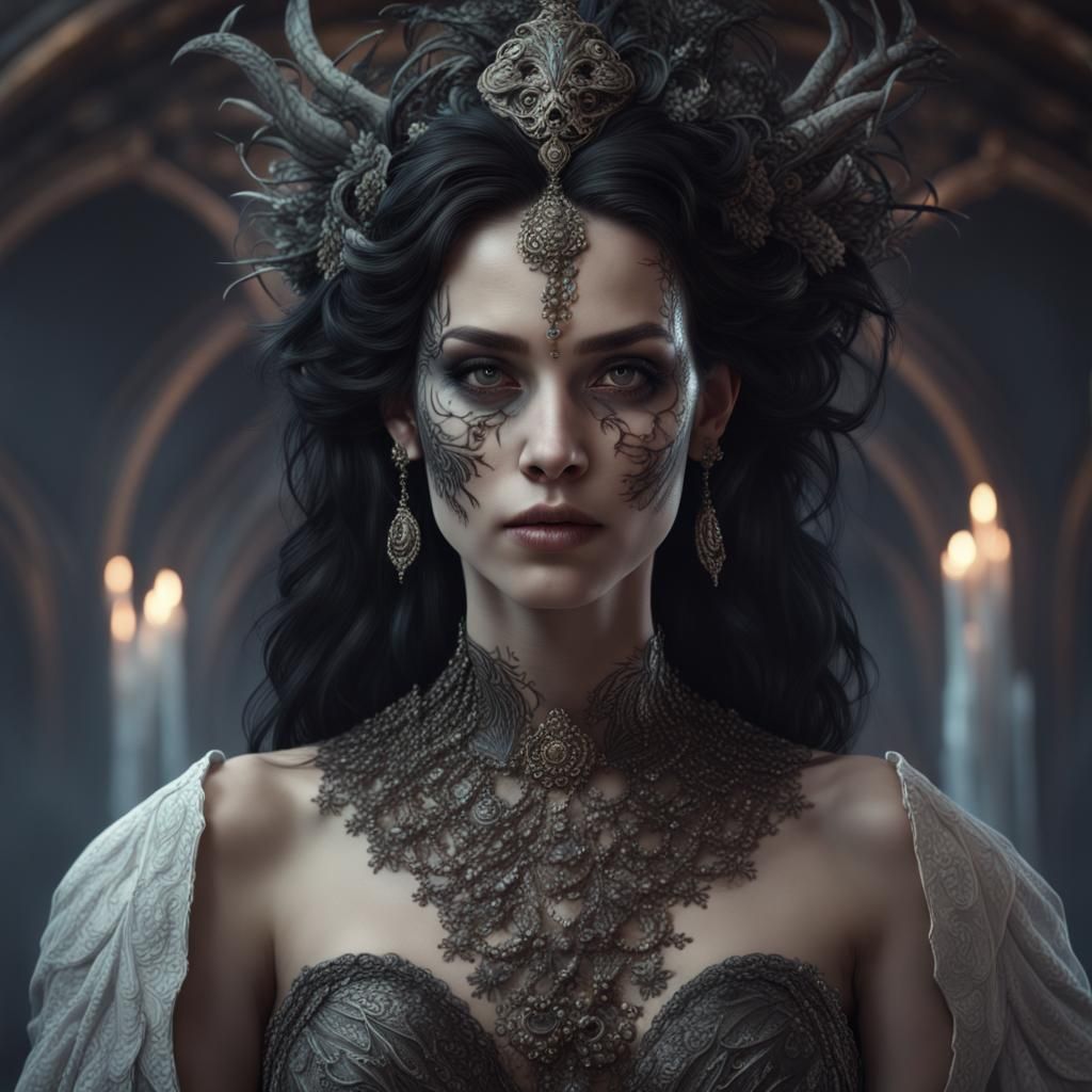 Fantasy Portrait of a Beautiful Death Goddess