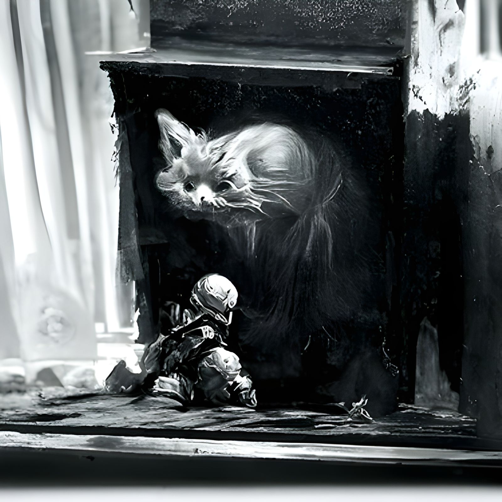 Orange Cat Watches Fortnite in Charcoal Drawing