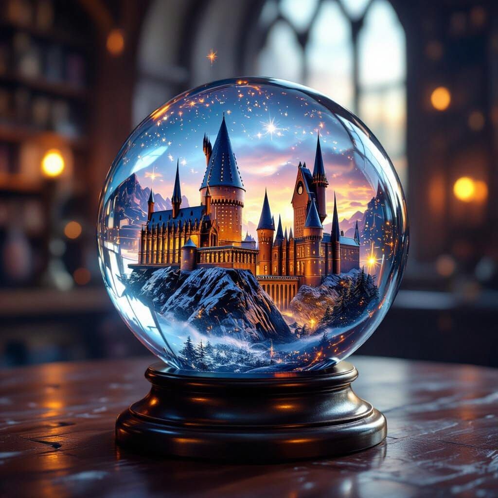 Magical Hogwarts World Inside Glass Orb