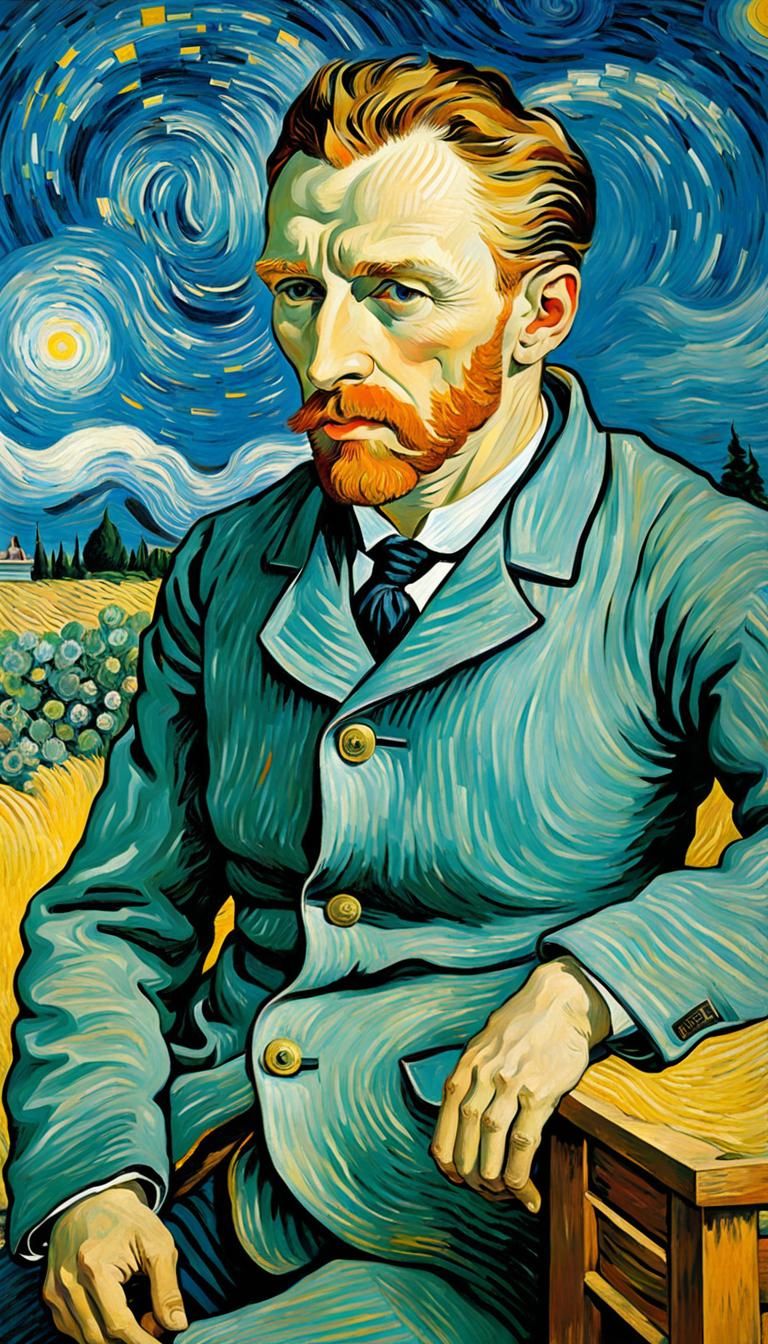 Impressionist Collage of Men in Museum