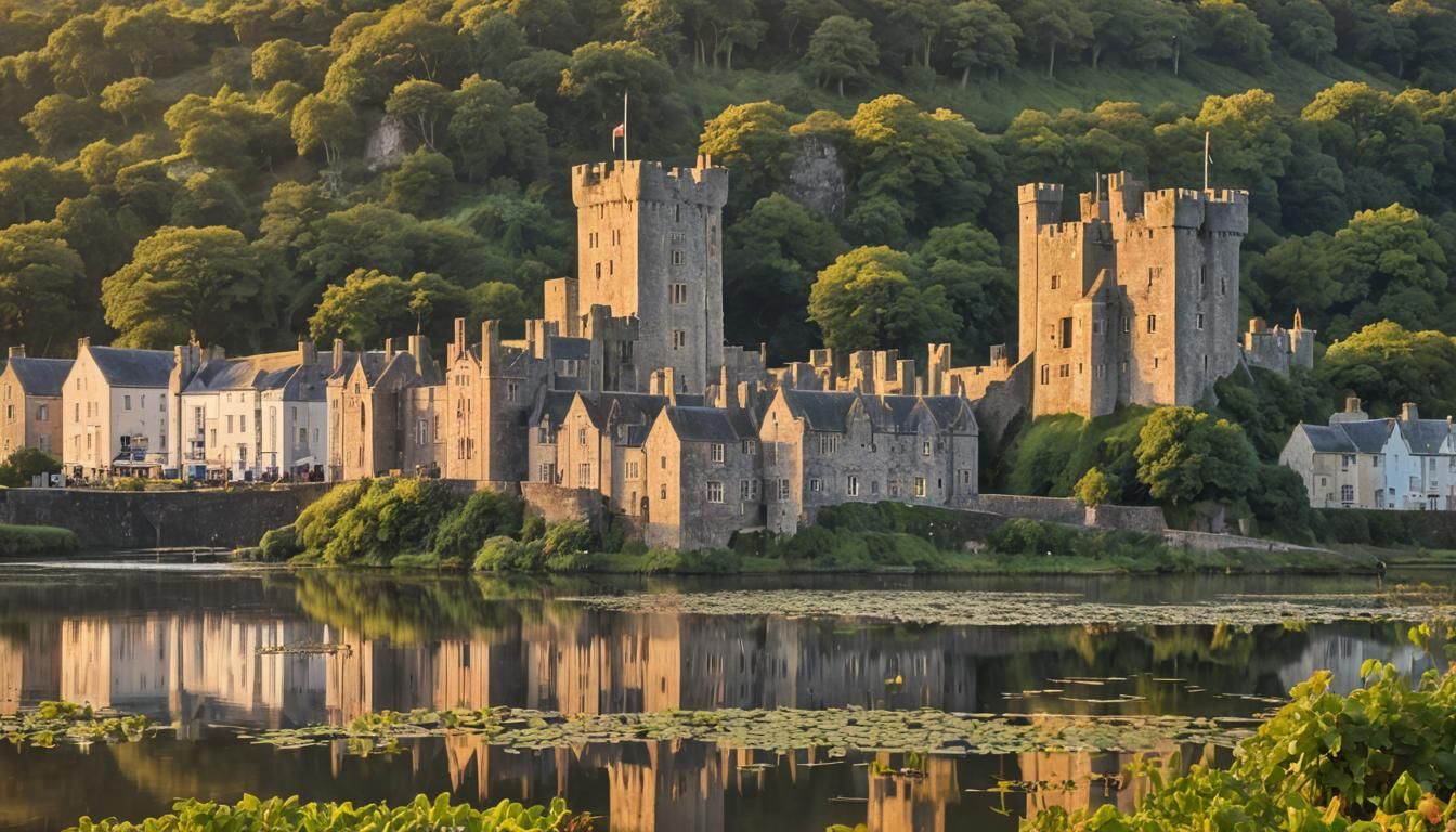 "Map of Pembroke, Wales, showing Pembroke castle with Pembro...