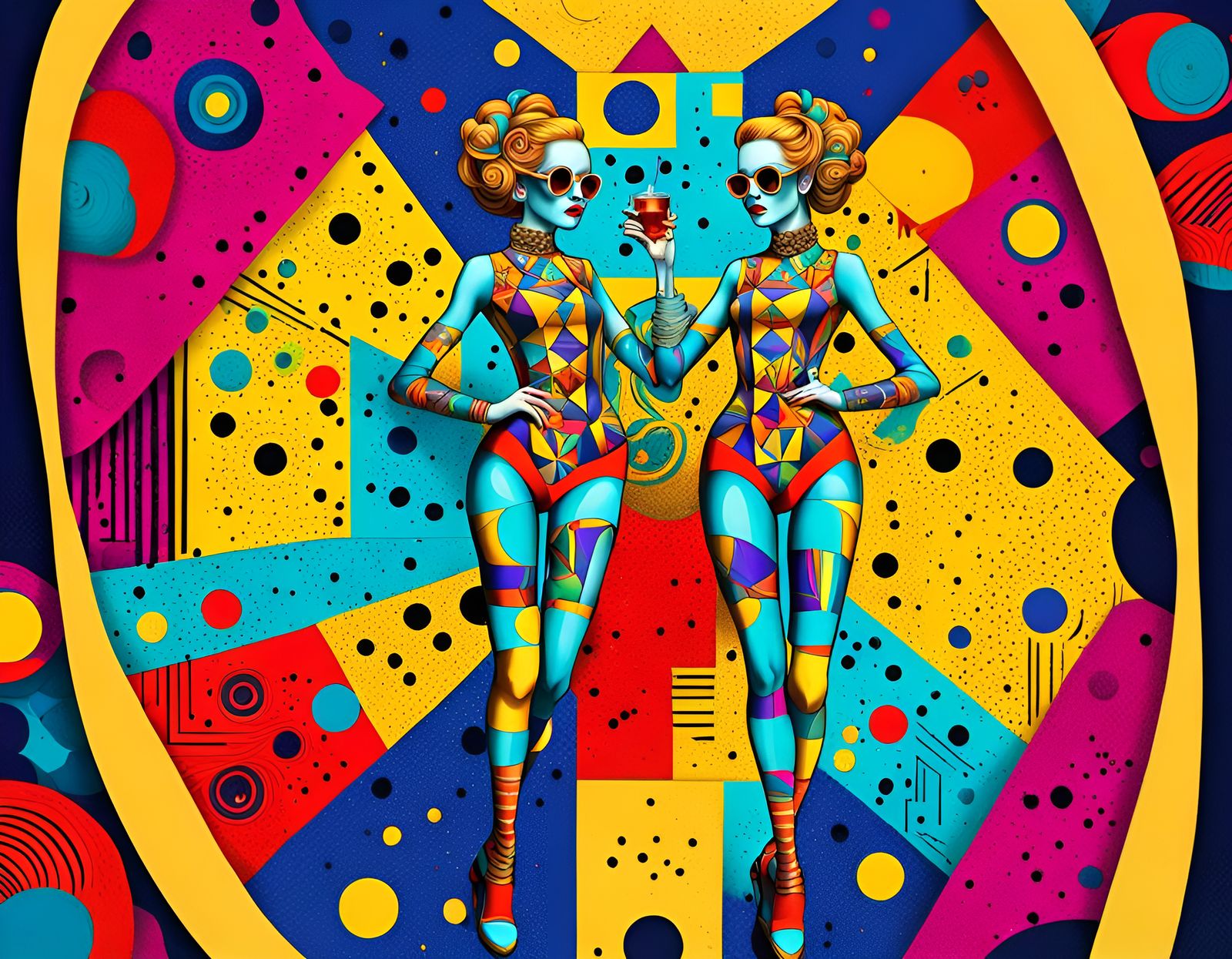 Psychedelic Fantasy Castle in Abstract Pop Art Style