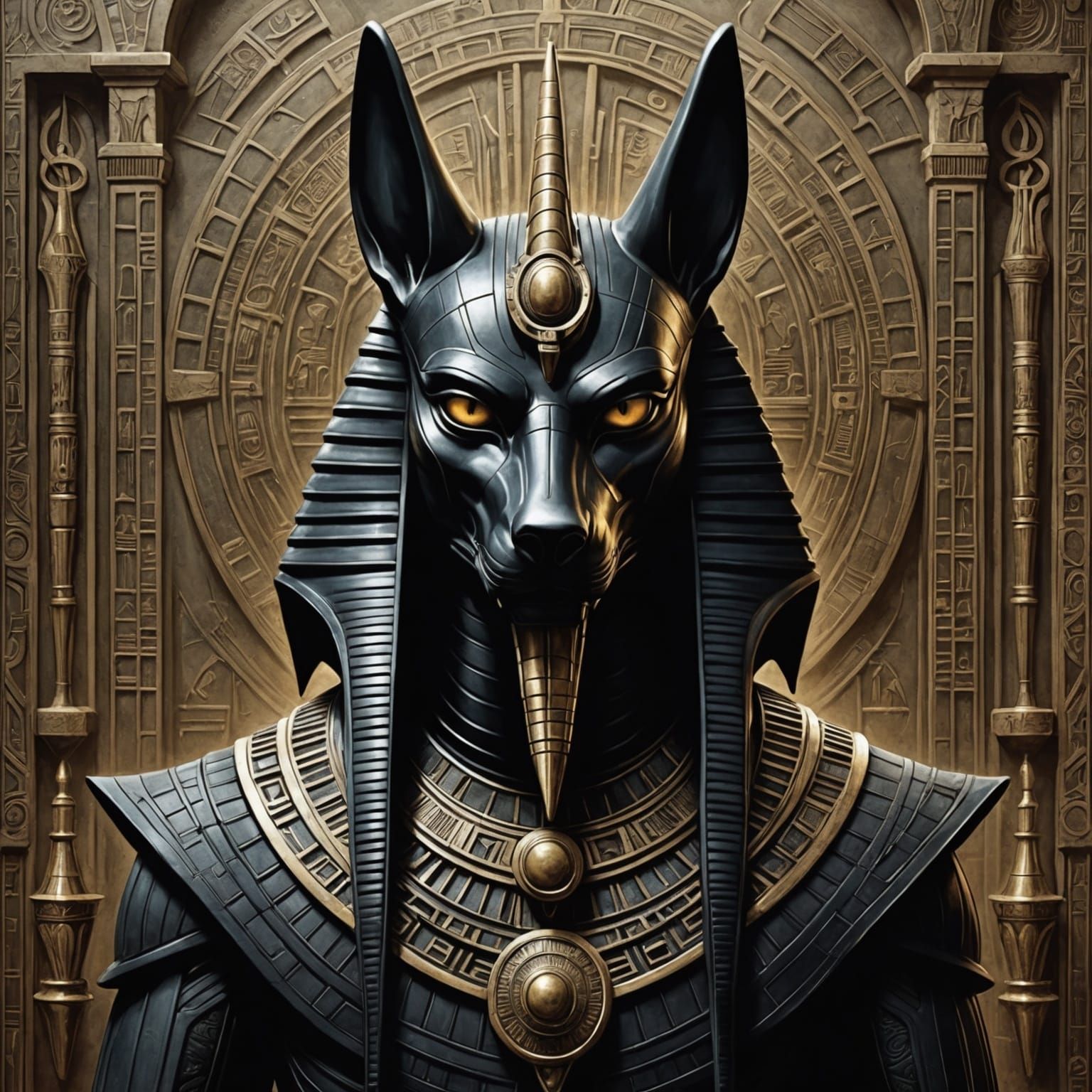 Biomechanical Anubis as Mayan Deity in Giger Style