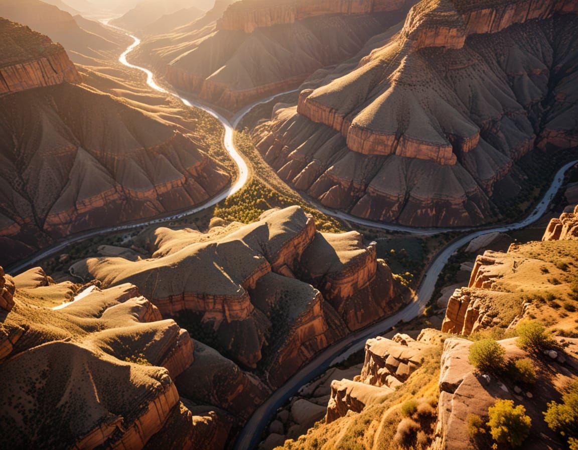 Canyon View in Morning Sun: Aerial Photography