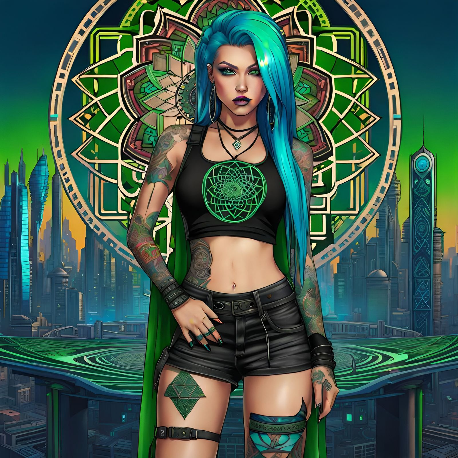 Hippie Festival Girl - In A Cyberpunk Alternate Reality