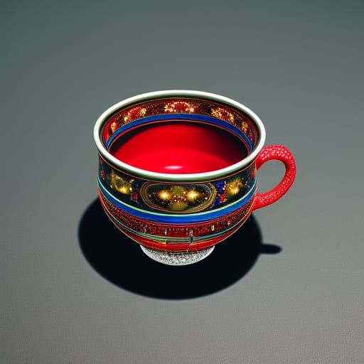 Galaxy Teacup: Cosmic Astral Holographic Illustration