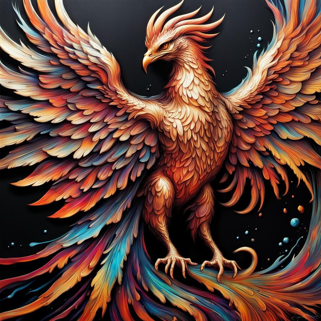 Metallic Phoenix Graffiti Art in Ultra Quality