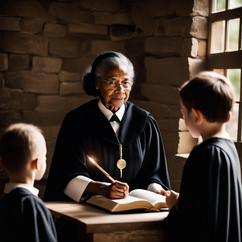 Rosa Parks as Wizard Teacher in Medieval Classroom