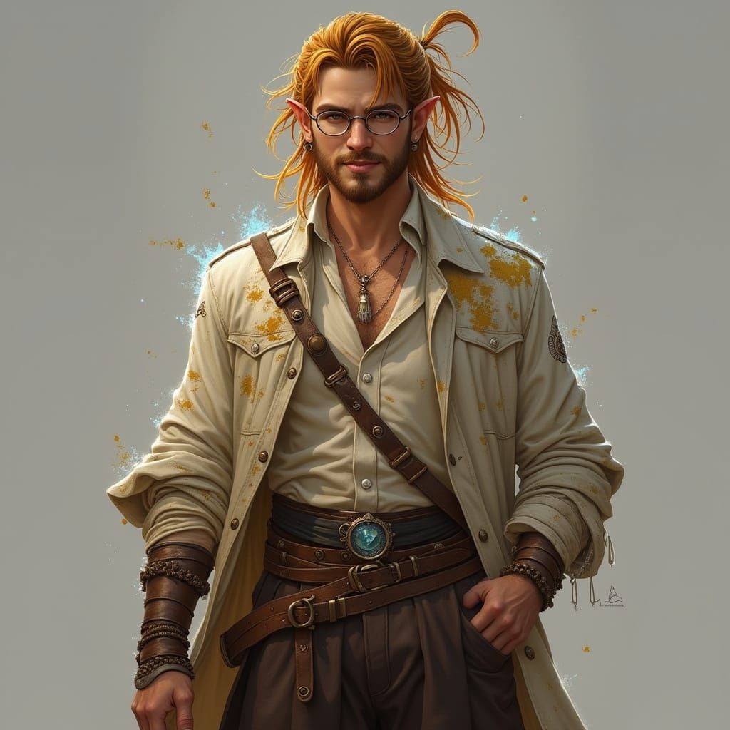 Dashing Half-Elf Alchemist in Medieval Attire