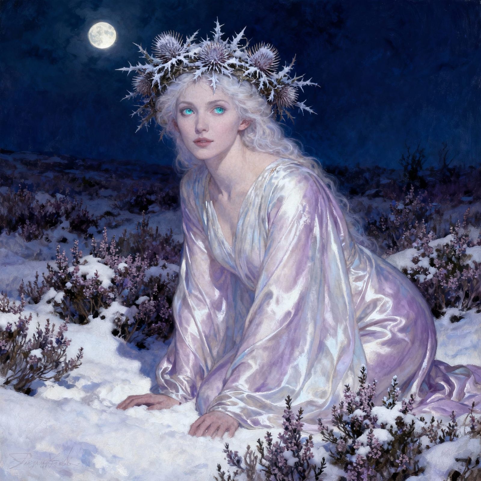 Moon Spirit Portrait with Thistle Crown