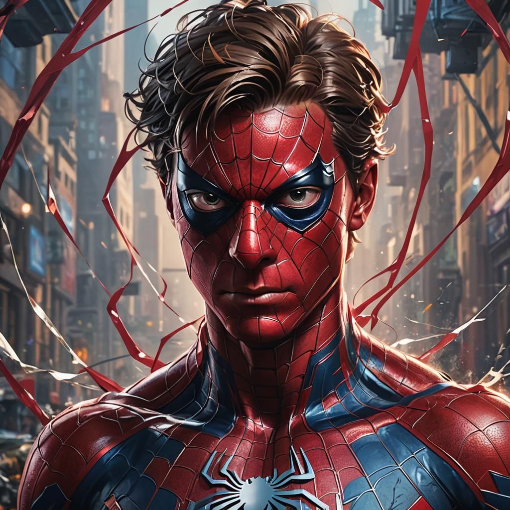 Hyperdetailed Spiderman Portrait in Art Nouveau Style