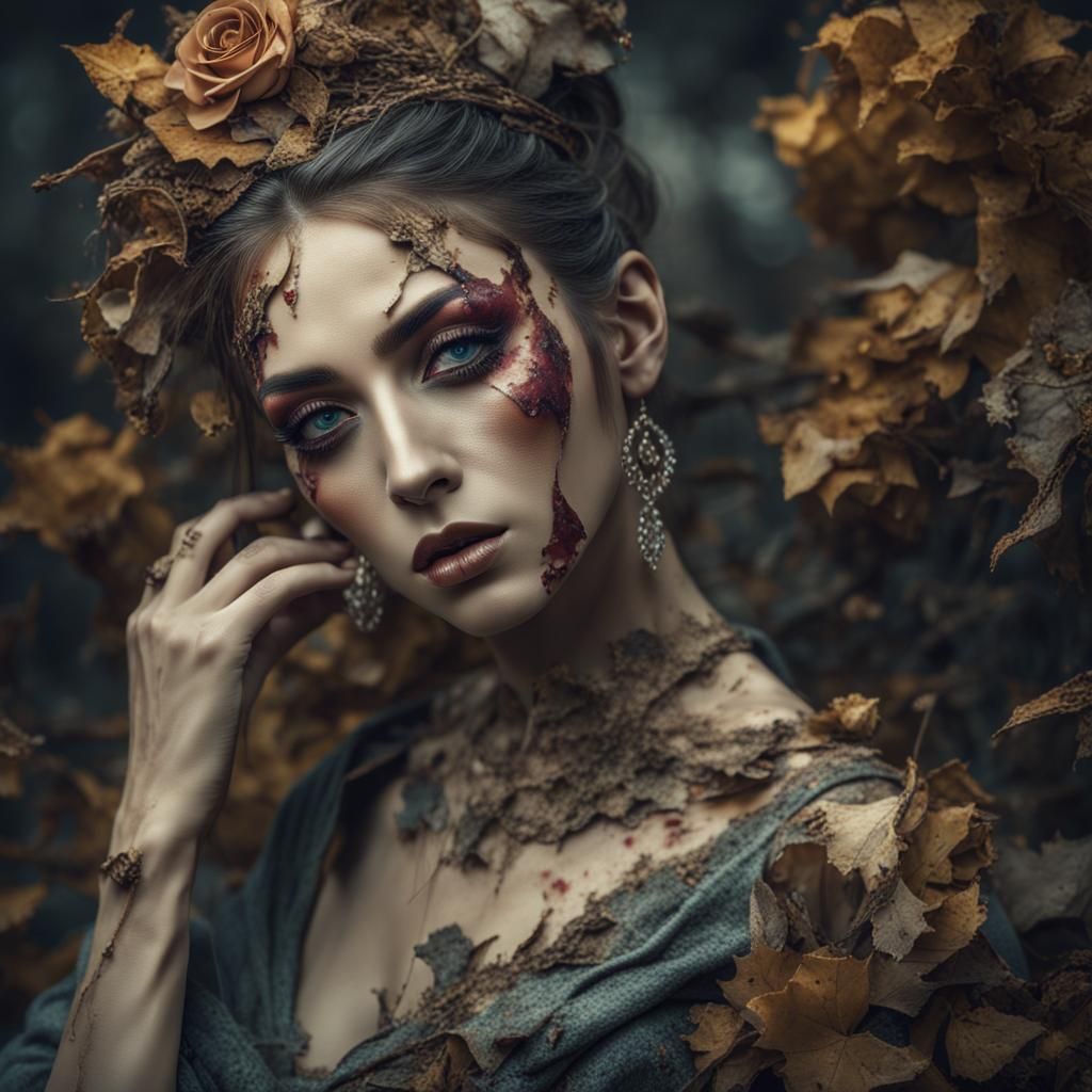 Devastated Woman with Ruined Makeup in 8k