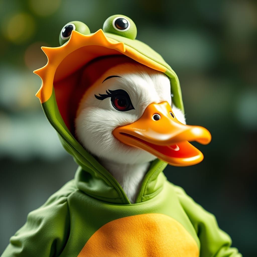 Duck in Frog Costume: A Whimsical Fusion