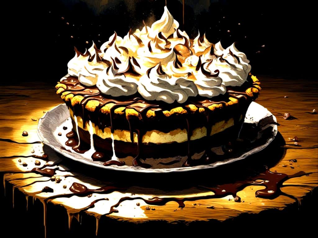 Dramatic Chocolate Cream Pie in Gothic Horror Style