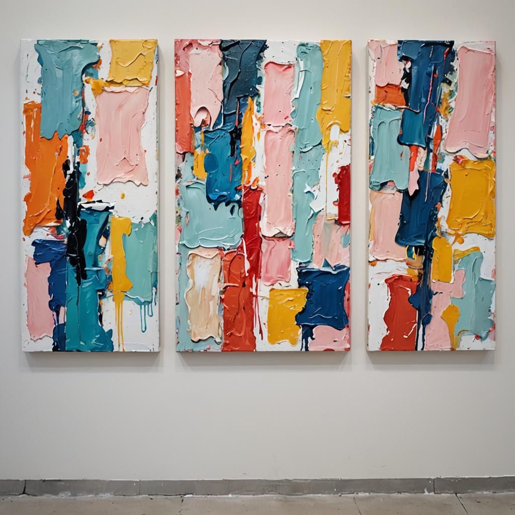 Abstract Paintings in Modern Art Gallery