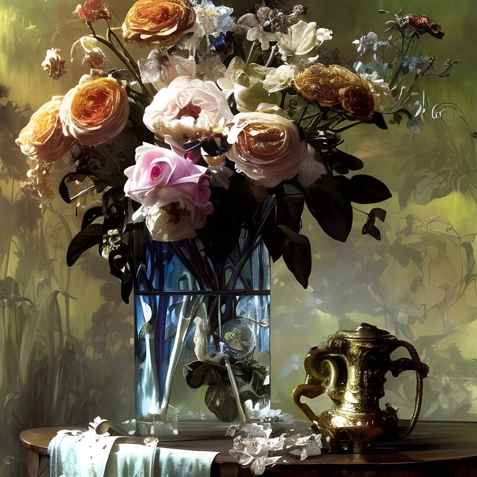 Elegant Flower Bouquet with Magical Particles