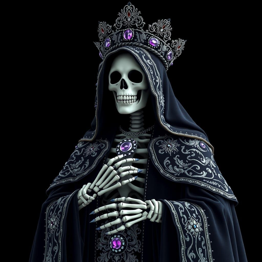 Santa Muerte in Baroque Robes, Matte Painting
