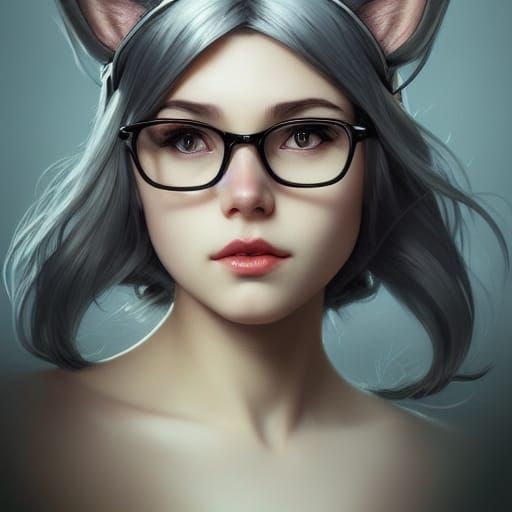 Girl with Cat Ears, Hyperdetailed Digital Portrait