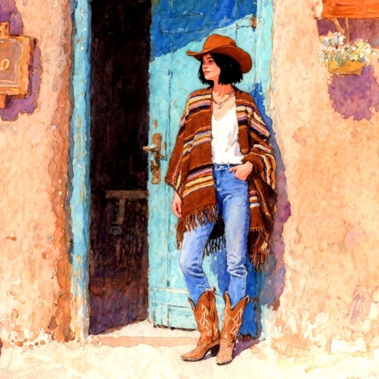 Impressionist Watercolor of Adobe Cantina Entrance