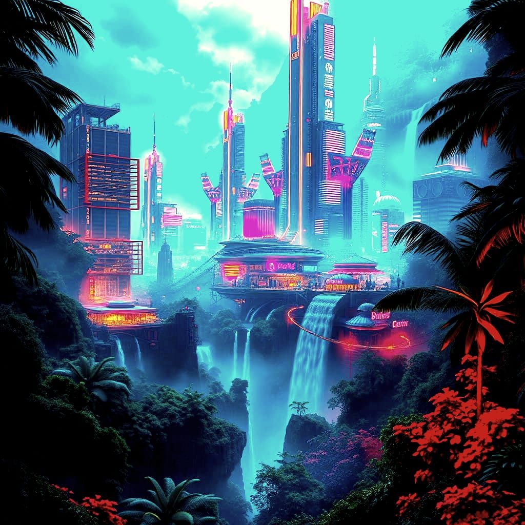 Cyberpunk Meets Nature: A Futuristic Oasis