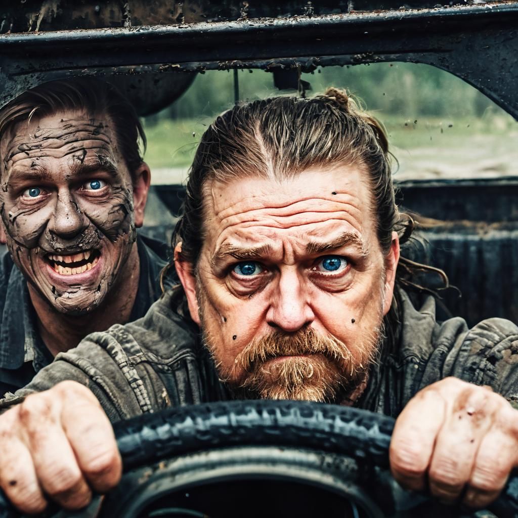 Joyful Trucker in Mud: 3D Rendered Don't Starve Aesthetic