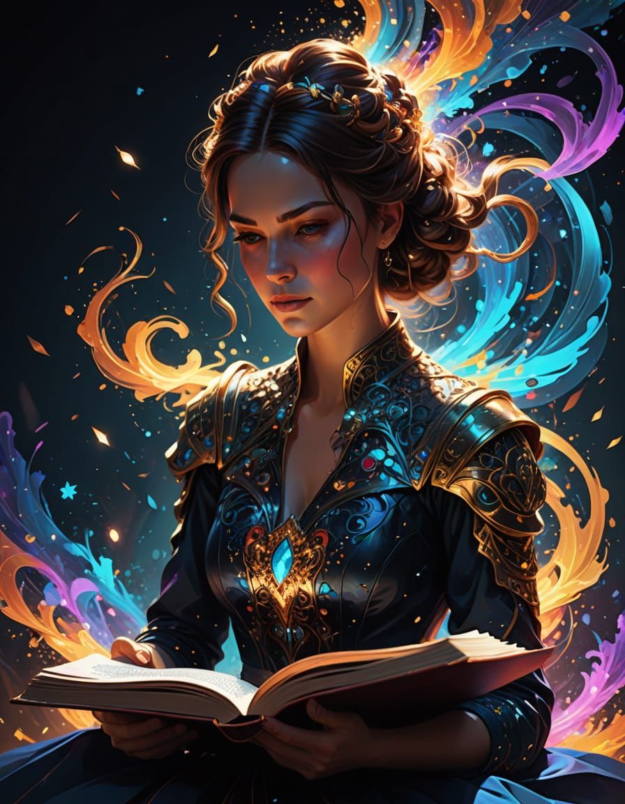 Silhouette on Book in Surreal Digital Painting