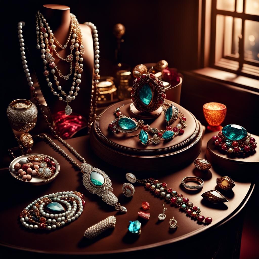 Hyperrealistic Jewelry Still Life with Aquarium