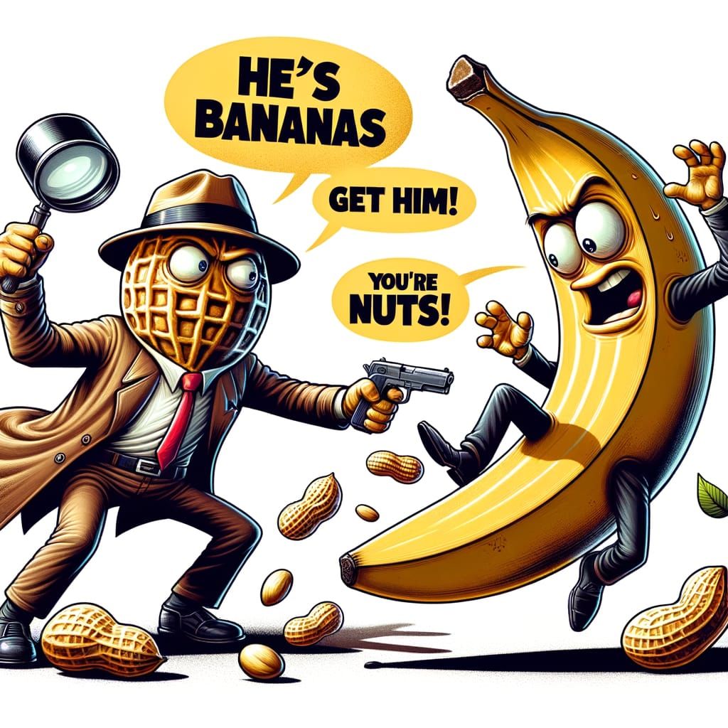 Anthropomorphic Peanut Detective Chases Banana Villain