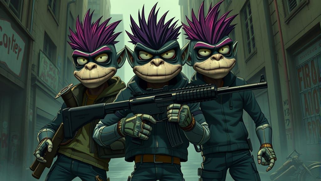 Gorillaz Bandmates Stand Strong in Gritty Urban Landscape