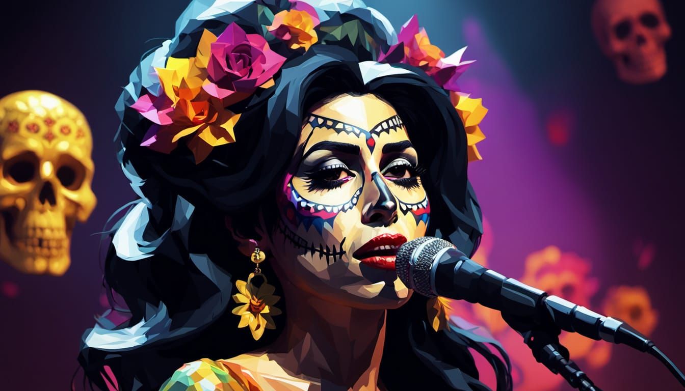Amy Winehouse as Catrina in Low-Poly Art