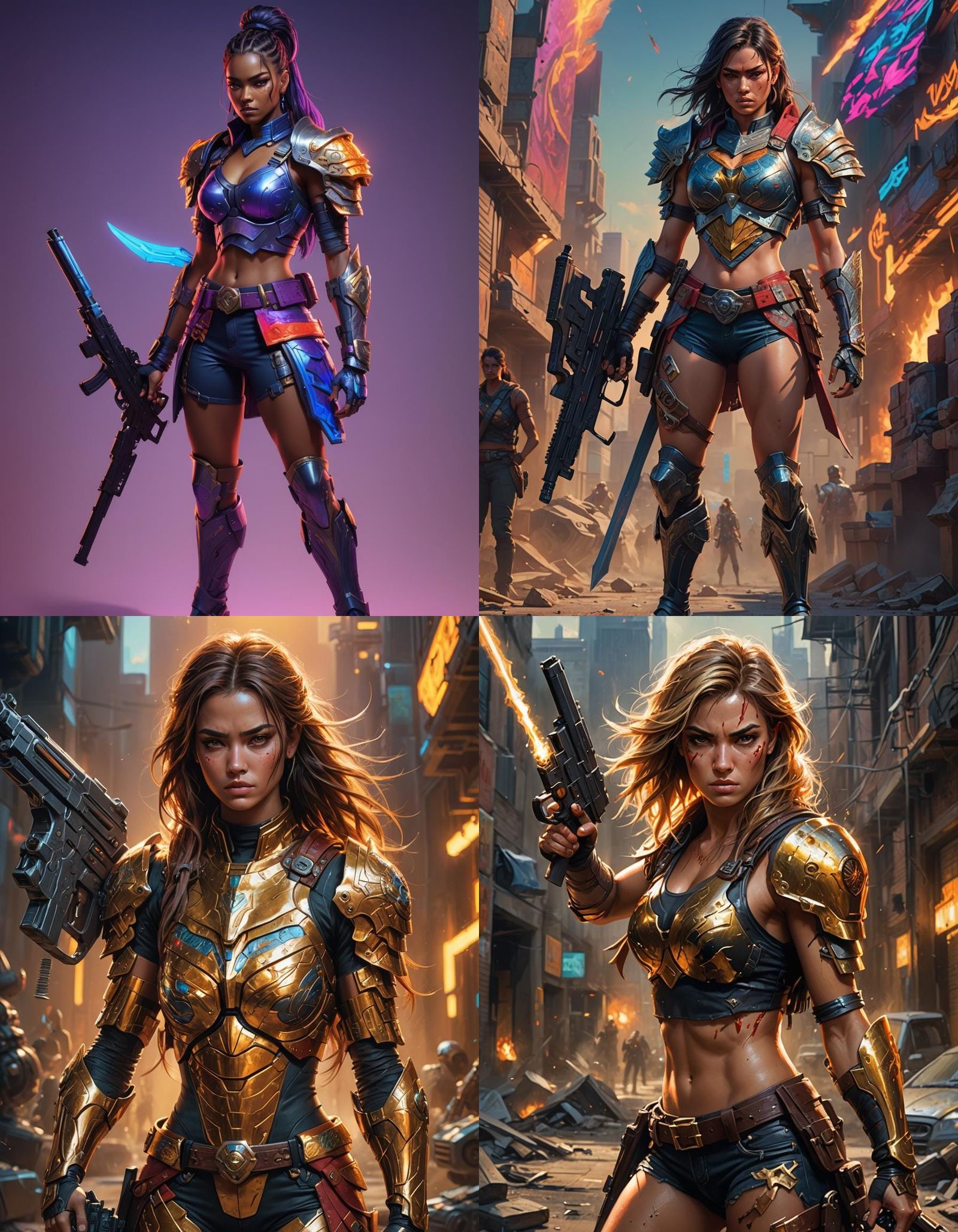 Fierce Warrior Girl Ready for Battle: Hyperrealistic Splash ...