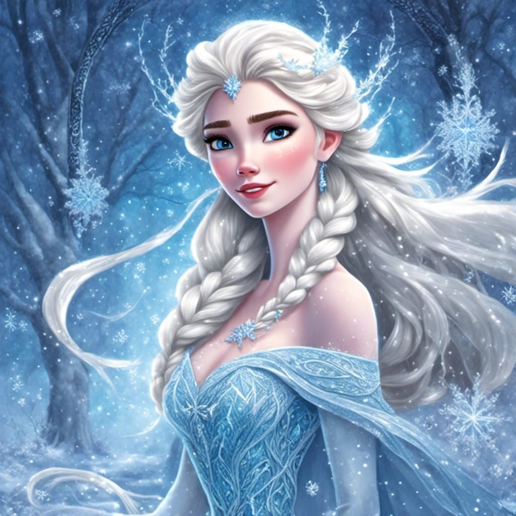 Elsa from Frozen, Platinum Braids, Snowy Blizzard