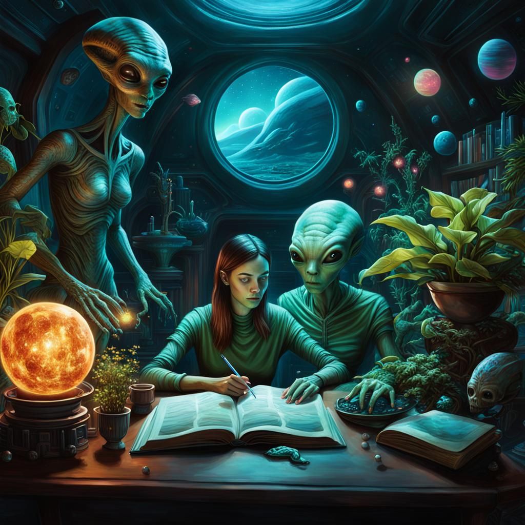 Extraterrestrial Home Life in a Cinematic Film Still