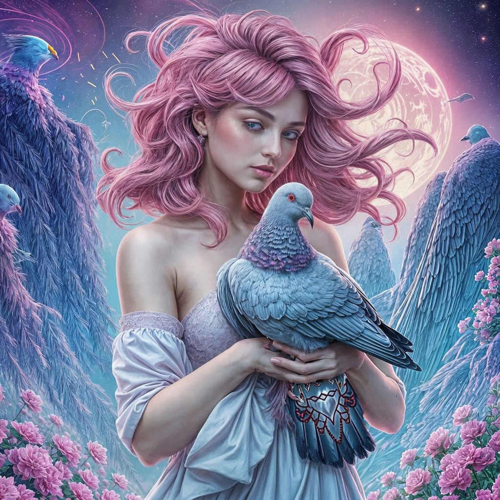 Vibrant Pink Goddess in a Neon Dreamscapes