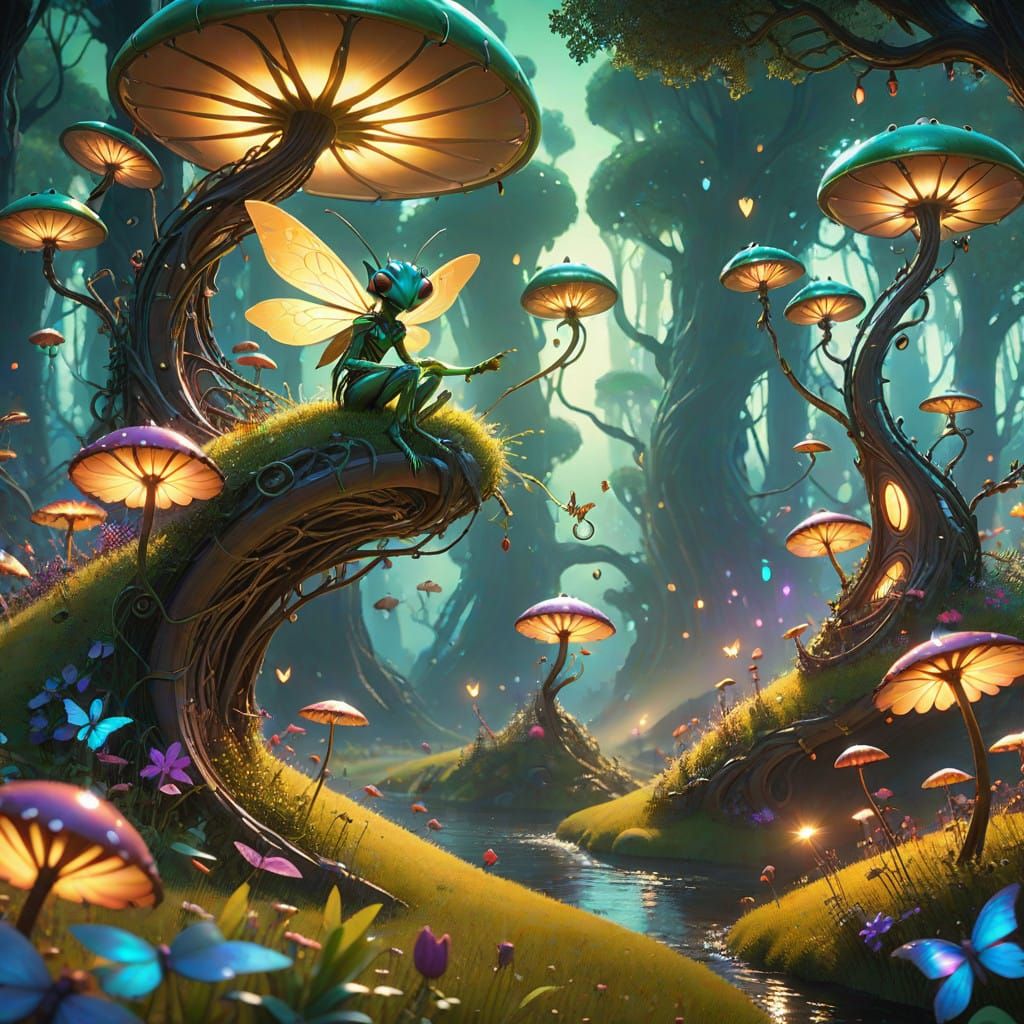 Glowing Fae Riders Compete in Aerial Thrills Amidst Vibrant....