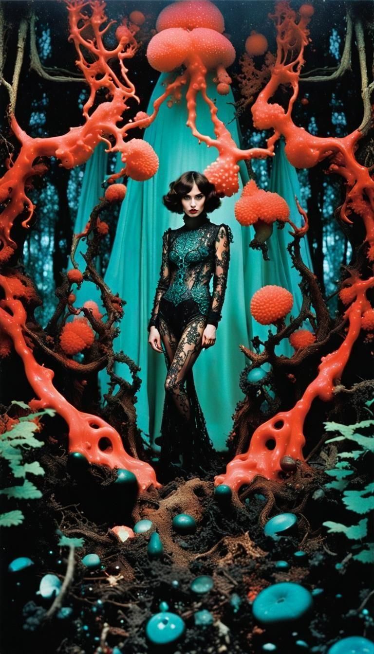 Surreal Portrait in Dark Fantasy Forest