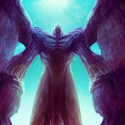 Giant Holds Universe Light in Elven City Cave