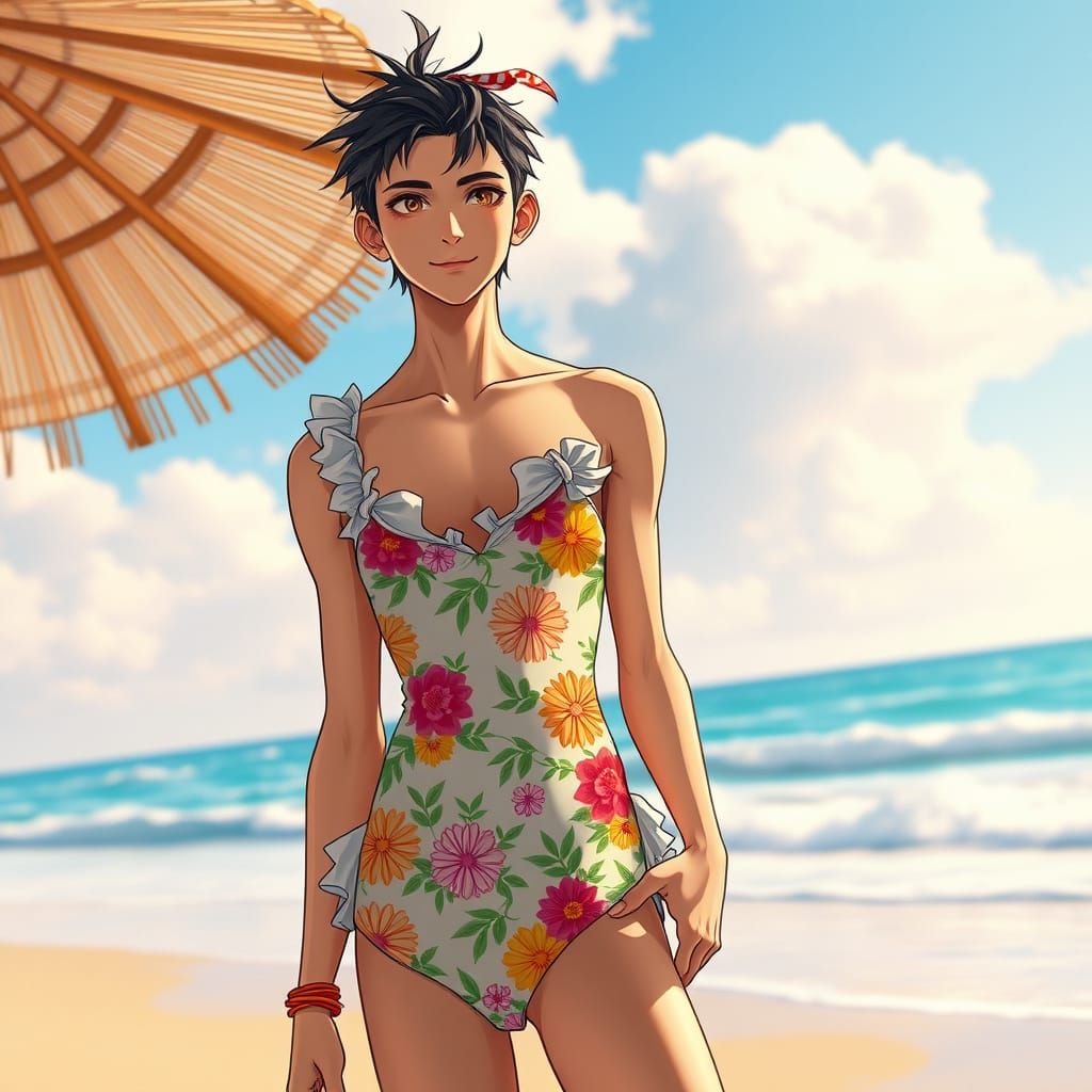 Confident Gentleman Embracing Playful Spirit in Vibrant Bath...