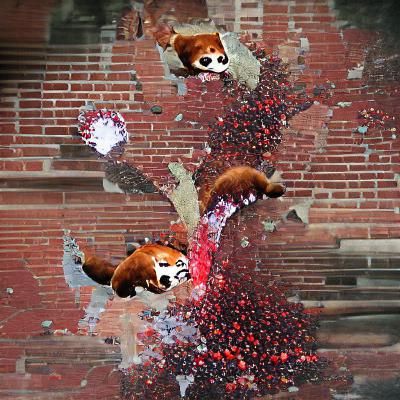 Red Panda Disintegrating into Light Particles
