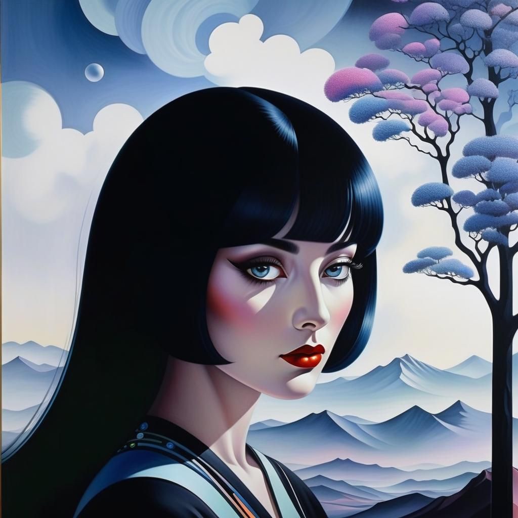 Surreal Art Deco Portrait in Pop Art Style