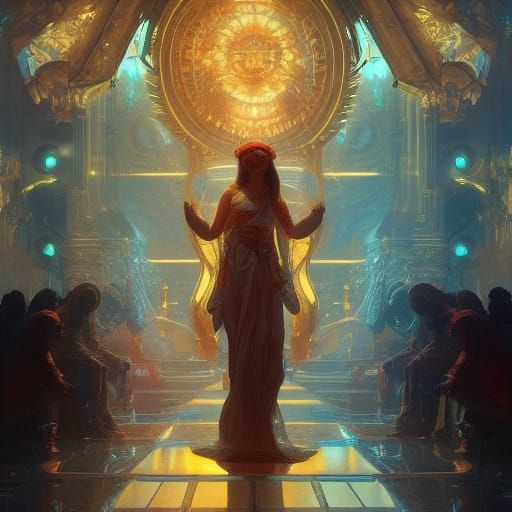 Neon God Worship: Hyperdetailed Concept Art