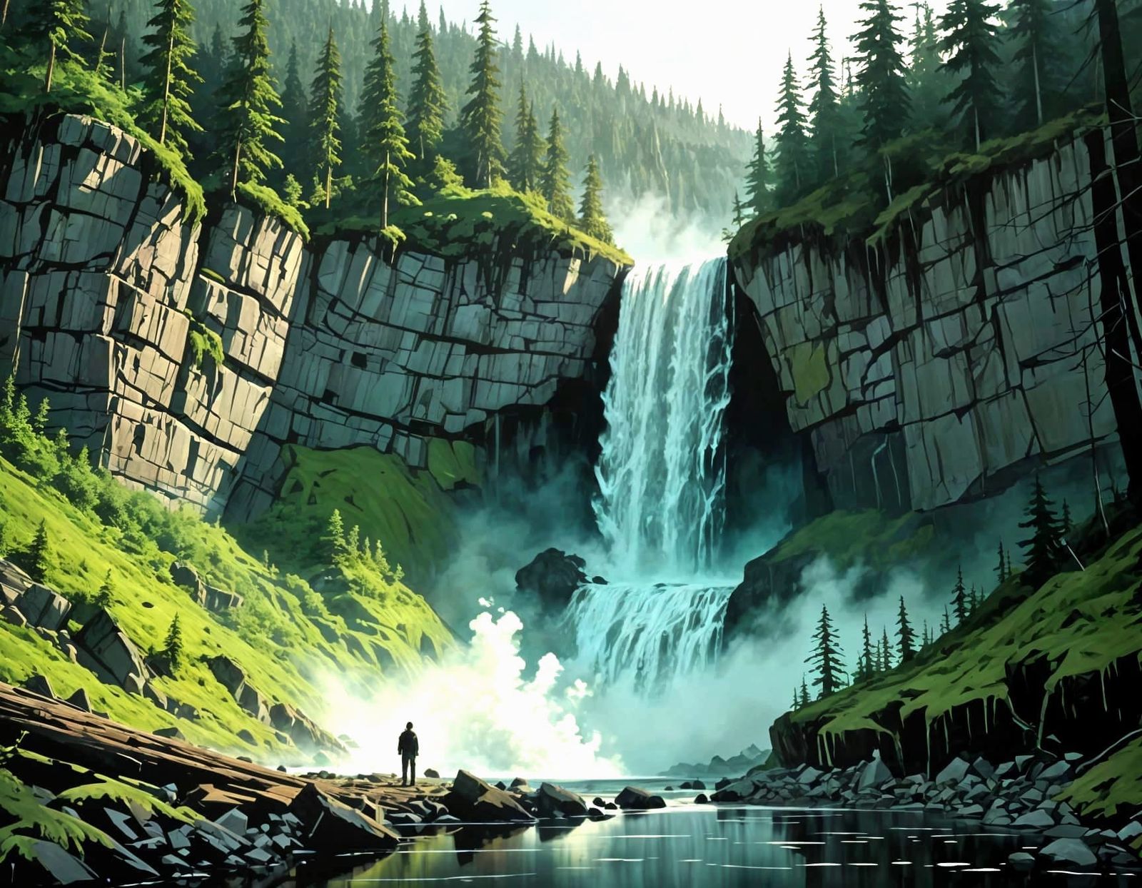 Misty Waterfall Goldmine in Canadian Wilderness