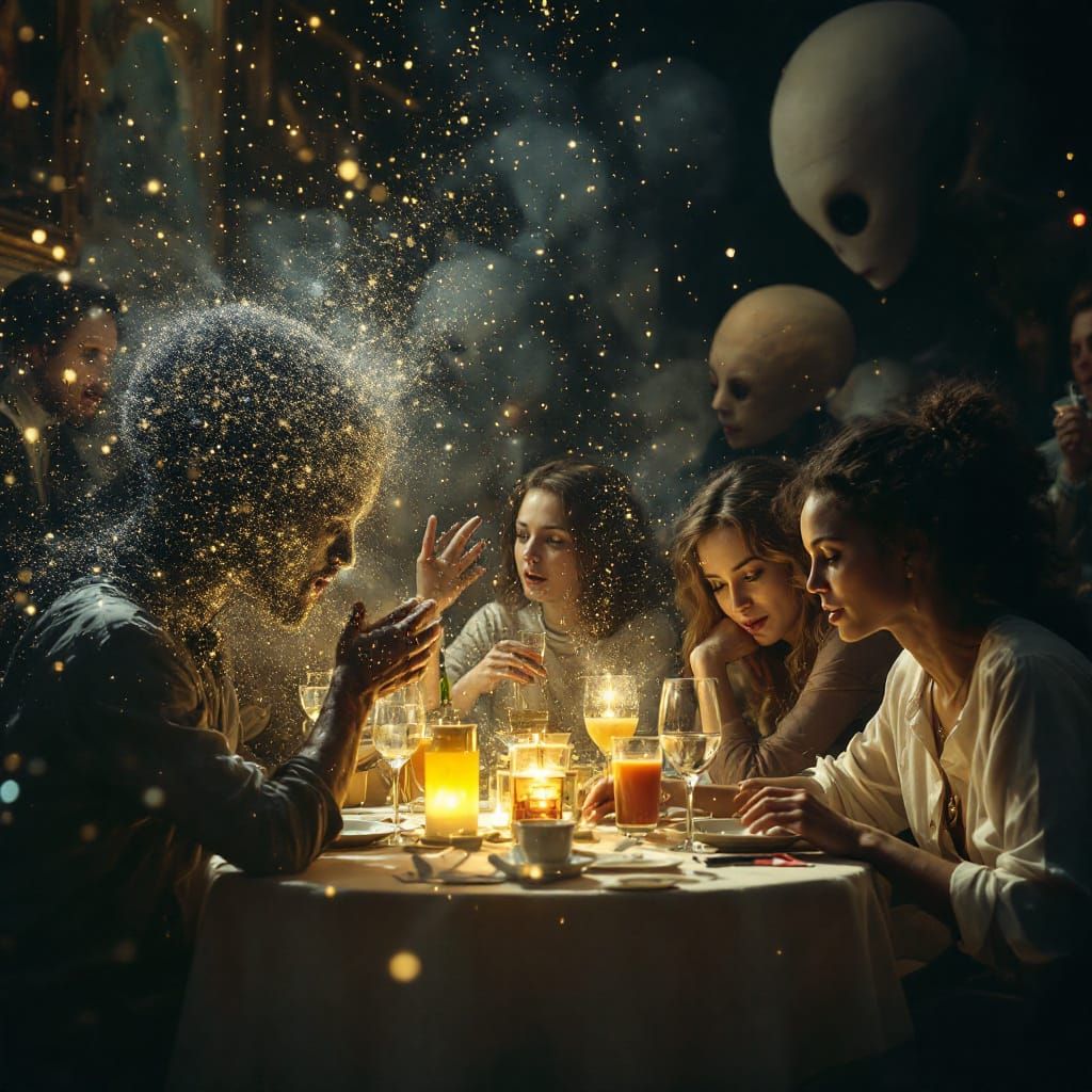 Hyperrealistic Museum Party in Bizarre Magical Realism