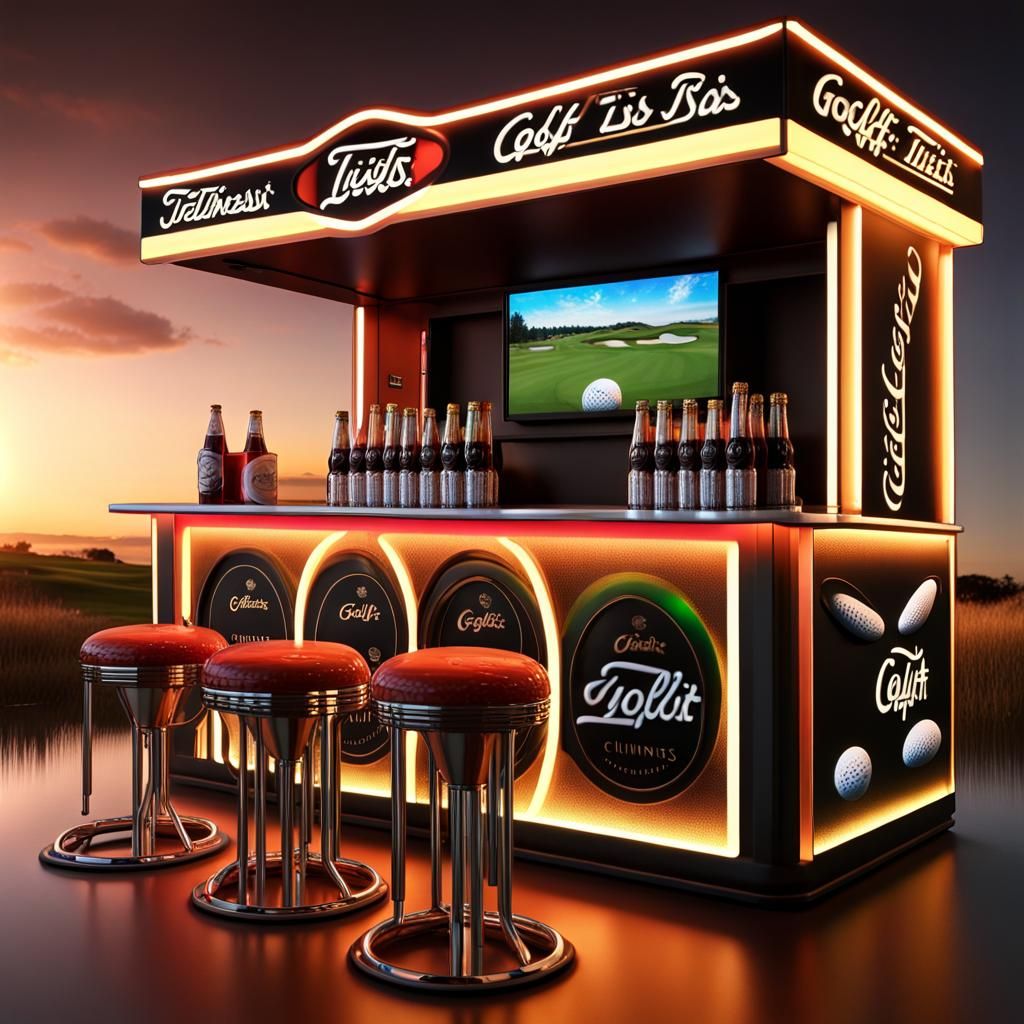 Titleist Guinness Portable Bar at Sunset: 4K Art