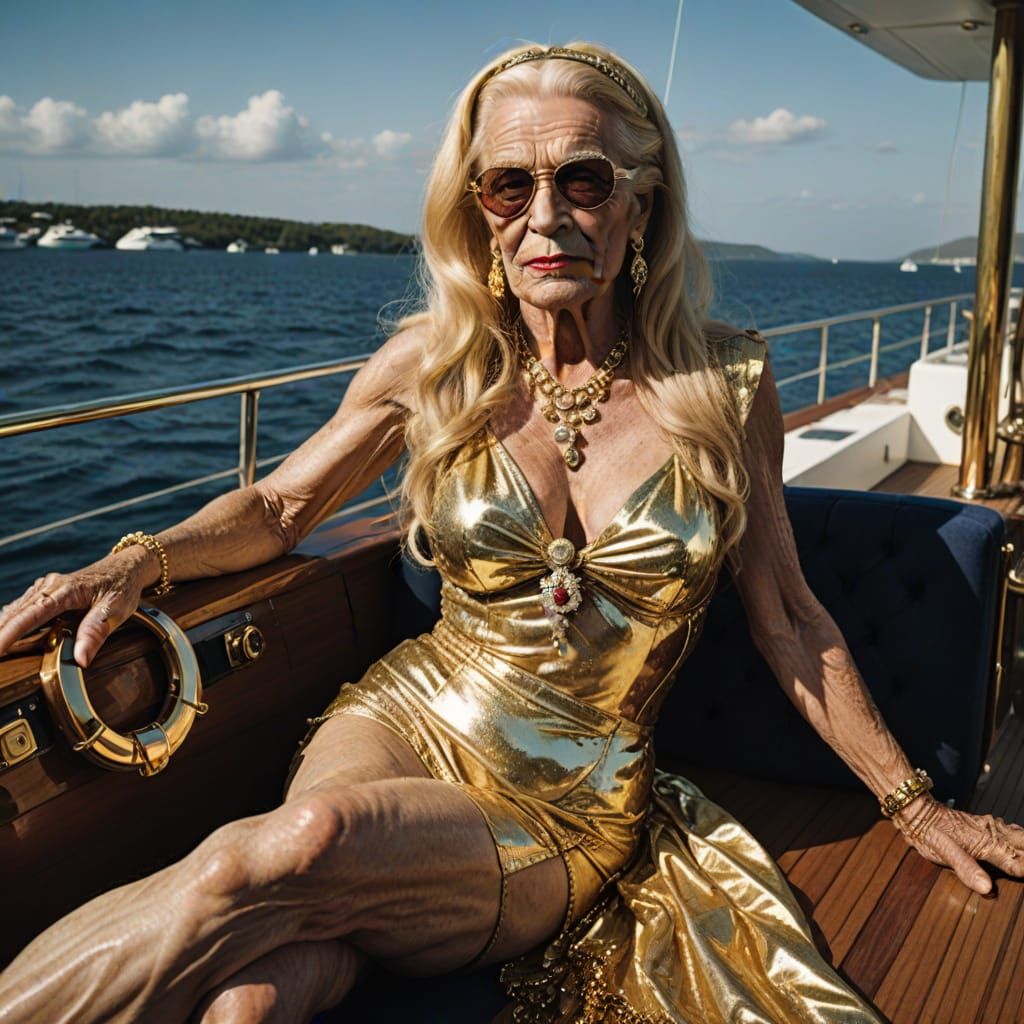 Elderly Transvestite on Yacht, Sinister Art Style