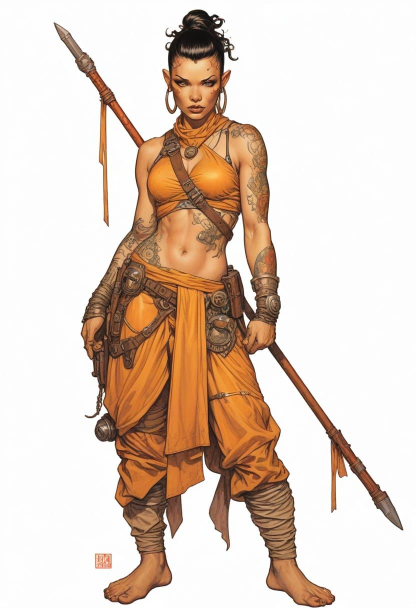 Sci-Fi Tattooed Monk in Heroic Fantasy Style