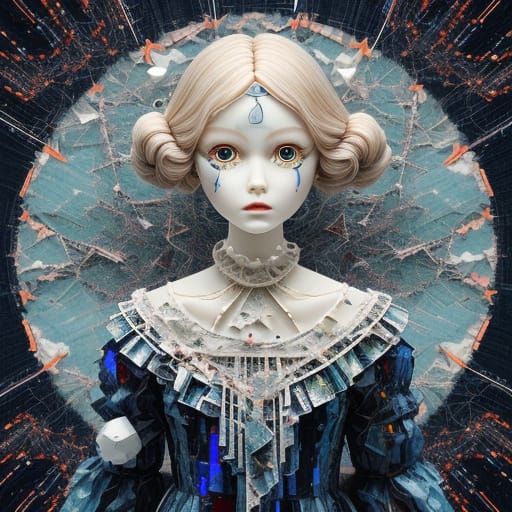 Shattered Doll Held by Cosmic Threads