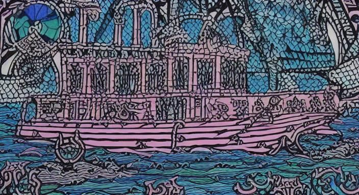 Ship of Fools: A Hyperdetailed Surreal Painting